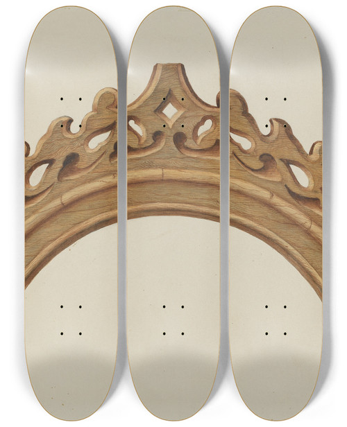 Triptych art skateboard deck of Harry Mann Waddell Detail Of Confessional by Harry Mann Waddell (1876-1956)