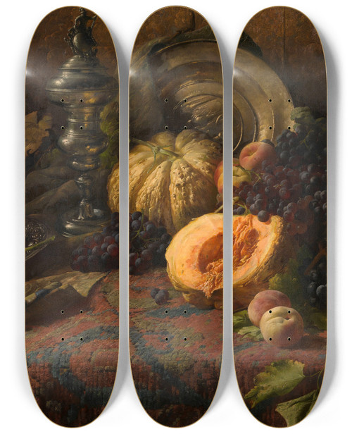Triptych art skateboard deck of Joseph Van De Roye Fruit by Joseph Van de Roye