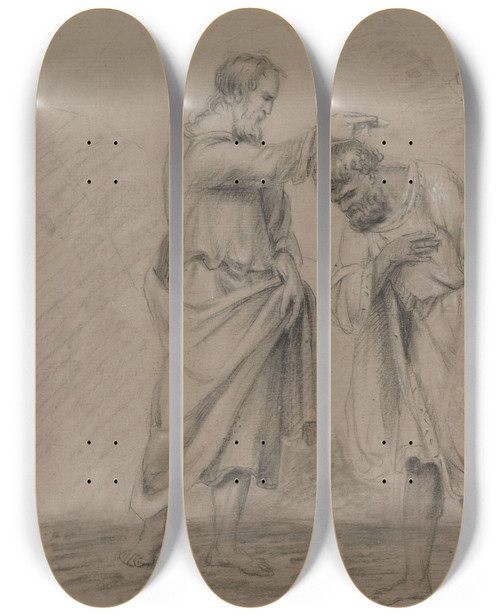 Triptych art skateboard deck of Jean Antoine Verschaeren Peter Baptises Cornelius The Centurion by Jean Antoine Verschaeren (1803-1863)