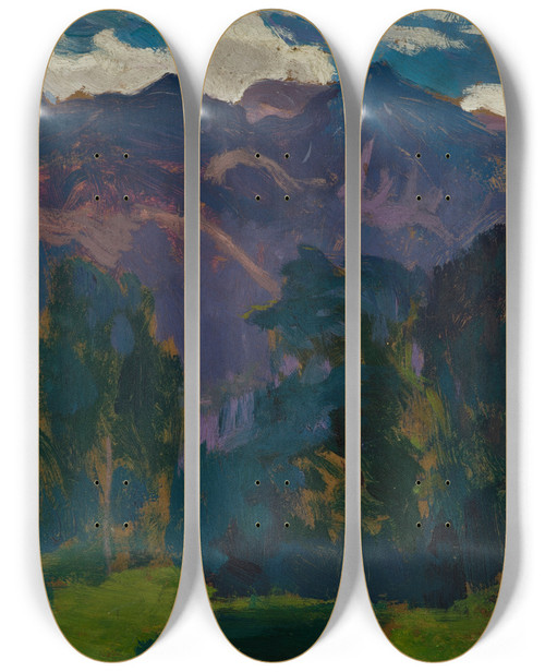 Triptych art skateboard deck of Jan Stanislawski Landscape From The Tatra Mountains_2 by Jan Stanislawski (1860-1907)