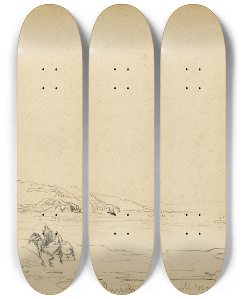 Triptych art skateboard deck of David Cox Langham South Wales by David Cox (1783-1859)