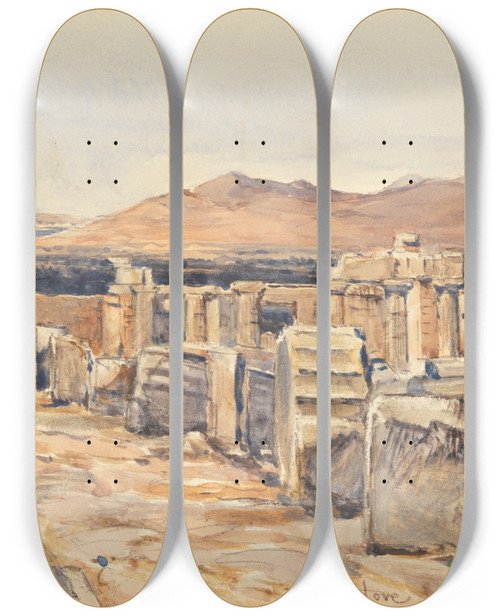 Triptych art skateboard deck of John Fulleylove The Propylaea From The Northern Edge Of The Stylobate Of The Parthenon Athens by John Fulleylove