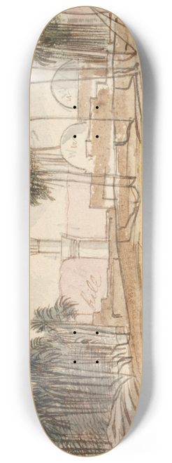 Edward Lear - Sheikh Abadeh, 3-20 pm, 6 January 1867 8.25 inch art skate deck