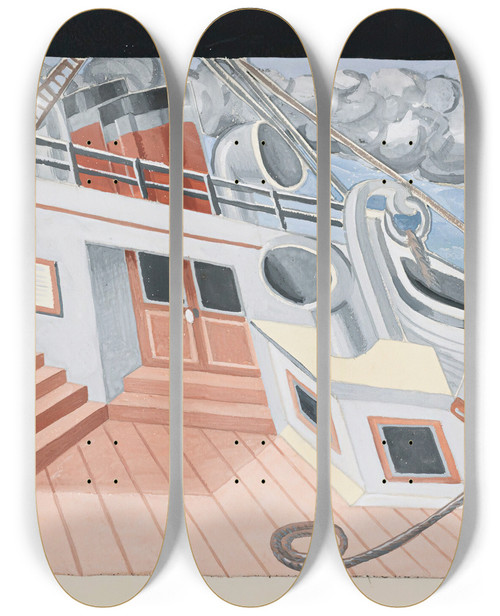 Triptych art skateboard deck of Juan Gris Le Pont Dun Transat by Juan Gris (1887-1927)