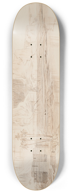 Edward Lear - The Nile at Kasr-Es-Saad, Egypt 8.25 inch art skate deck