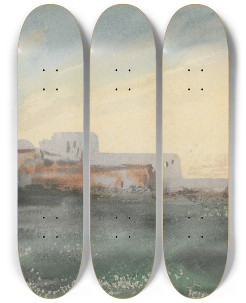 Triptych art skateboard deck of Barbara Bodichon Sketchbook_23 by Barbara Bodichon (1827-1891)
