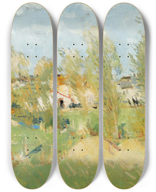 Triptych art skateboard deck of Pierreeugne Montzin Lentre Du Village by Pierre-Eugne Montzin (1874-1946)