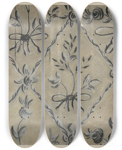 Triptych art skateboard deck of Michael Lauretano Free Hand Decorated Wall_1 by Michael Lauretano