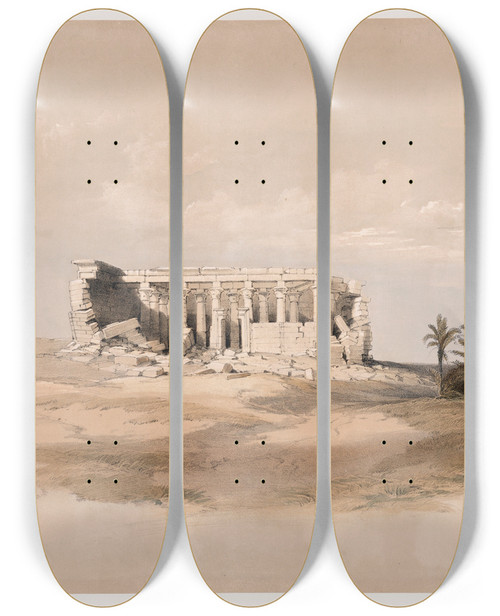 Triptych art skateboard deck of David Roberts Wady Maharraka Nubia Nov 14Th 1838 by David Roberts (1796-1864)