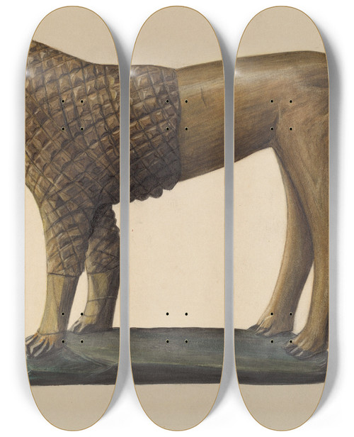 Triptych art skateboard deck of Mina Lowry Poodle_1 by Mina Lowry (1894-1942)
