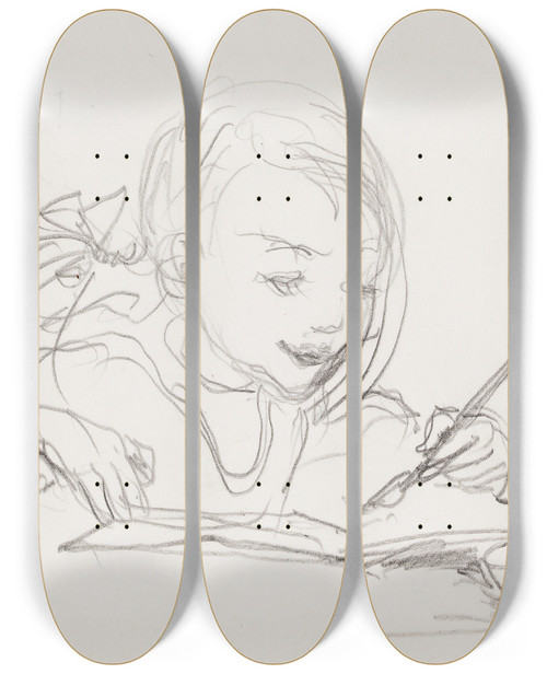 Triptych art skateboard deck of Venny Soldanbrofeldt Antti Painting by Venny Soldan-Brofeldt (1863-1945)