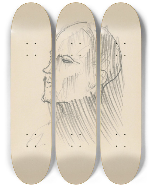 Triptych art skateboard deck of Mikul Galanda Sketchbook_5 by Mikulas Galanda (1895-1938)