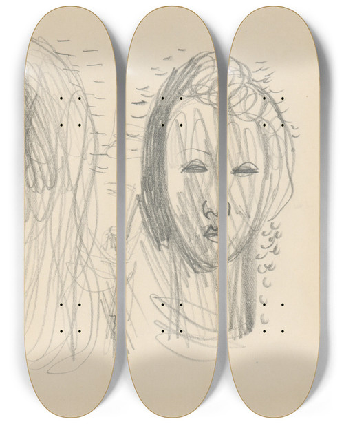 Triptych art skateboard deck of Mikul Galanda Sketchbook_9 by Mikulas Galanda (1895-1938)