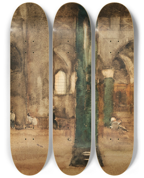 Triptych art skateboard deck of Sir William Eden Study_7 by Sir William Eden (1849-1915)