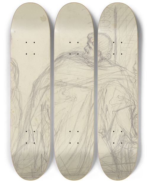 Triptych art skateboard deck of Victor Mller Johannes Der Tufer Vor Herodes Antipas Und Herodias Oder Christus Vor Pilatus by Victor Muller (1829-1871)