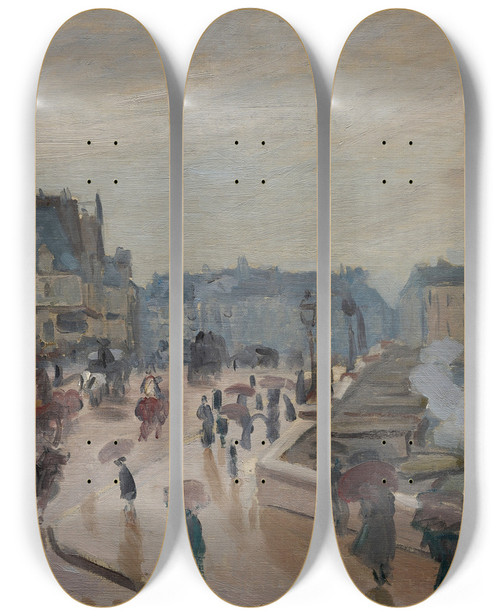 Triptych art skateboard deck of Claude Monet The Pont Neuf by Claude Monet (1840-1926)