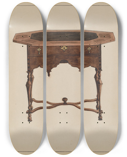 Triptych art skateboard deck of Nicholas Gorid Tea Table by Nicholas Gorid (20-)