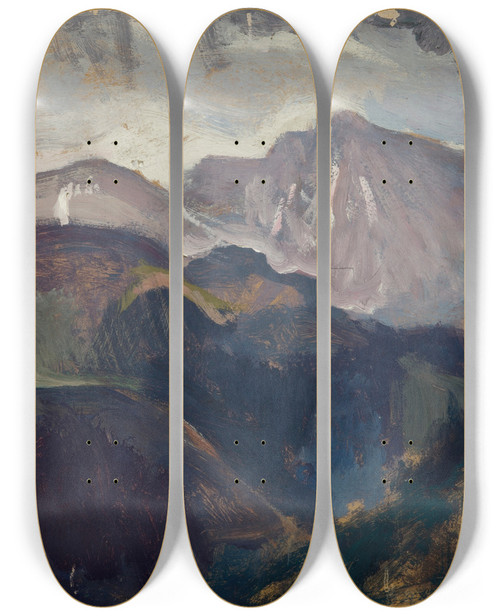 Triptych art skateboard deck of Jan Stanislawski Landscape From The Tatra Mountains_1 by Jan Stanislawski (1860-1907)