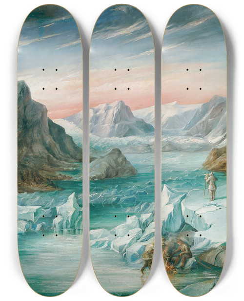 Triptych art skateboard deck of Josef Langl Deutsche Nordpolexpedition Nach Ostgrnland 1869 by Josef Langl (1843-1916)