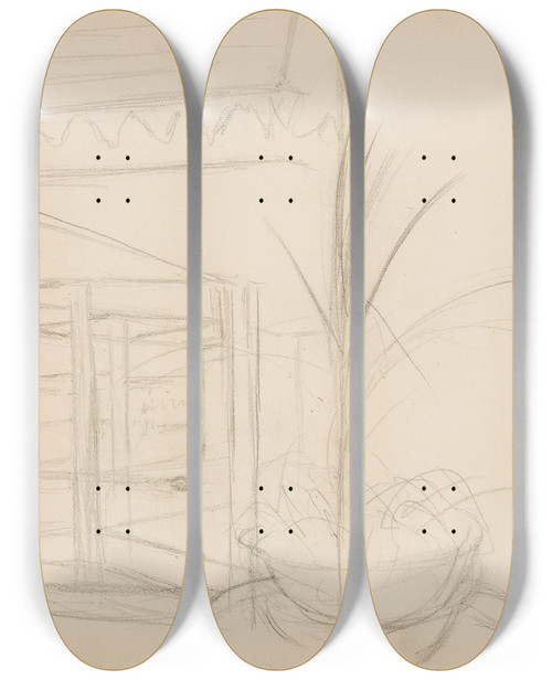 Triptych art skateboard deck of Edgar Degas Interior Scene by Edgar Degas (1834-1917)