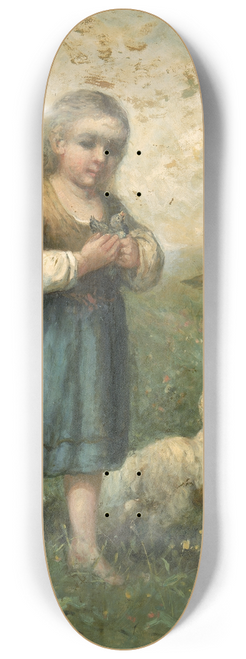Edward Mitchell Bannister - Child with Birds and Dog 8.25 inch art skate deck