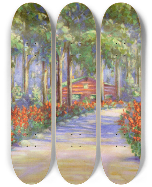 Triptych art skateboard deck of Lafayette F Cargill Salvia by Lafayette F Cargill (20-)