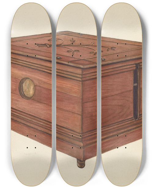 Triptych art skateboard deck of Al Curry Desk Bell From Fire Department by Al Curry (20-)