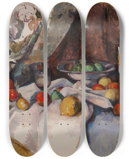 Triptych art skateboard deck of Paul Czanne Still Life With Apples_1 by Paul Cezanne (1839-1906)
