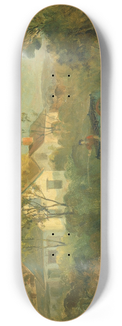 Edward Mitchell Bannister - The Drinking Pool (man in cart with oxen at pool) 8.25 inch art skate deck