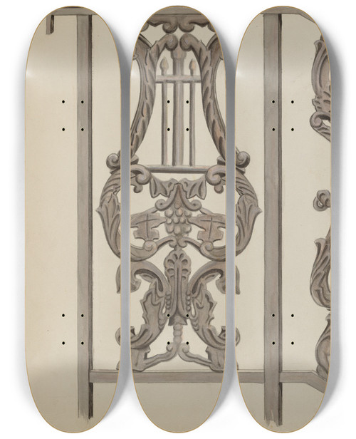 Triptych art skateboard deck of Edward L Loper Iron Bannister_1 by Edward L Loper (1916-2011)