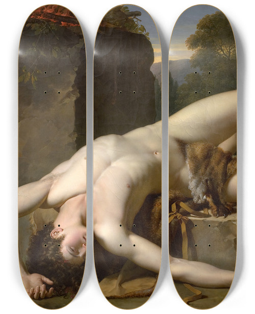 Triptych art skateboard deck of Francois Xavier Fabre Abels Death by Francois Xavier Fabre (1766-1837)