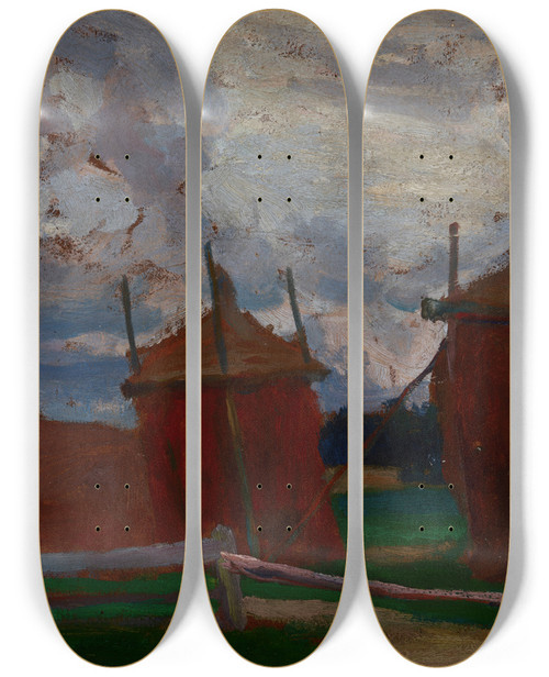 Triptych art skateboard deck of Jan Stanislawski Lithuanian Ricks by Jan Stanislawski (1860-1907)