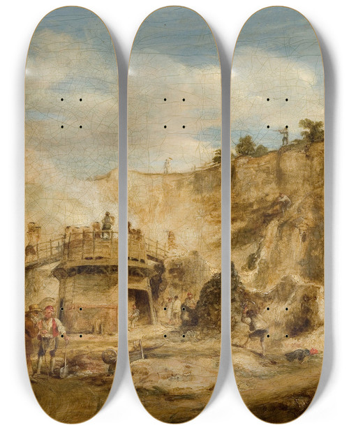Triptych art skateboard deck of William Kidd Craigleith Quarry by William Kidd (1796-1863)