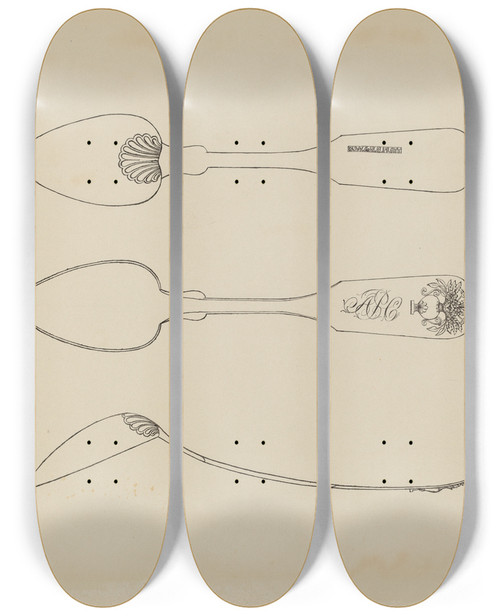 Triptych art skateboard deck of Kalamian Walton Silver Spoon_8 by Kalamian Walton