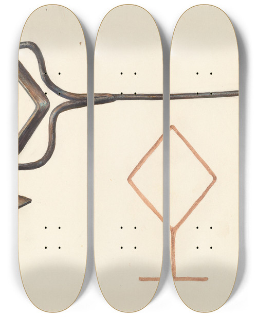 Triptych art skateboard deck of Elizabeth Johnson Branding Iron_25 by Elizabeth Johnson