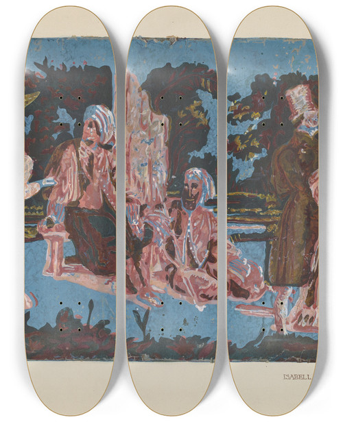 Triptych art skateboard deck of Isabella Ruth Doerfler Bandbox Design_2 by Isabella Ruth Doerfler