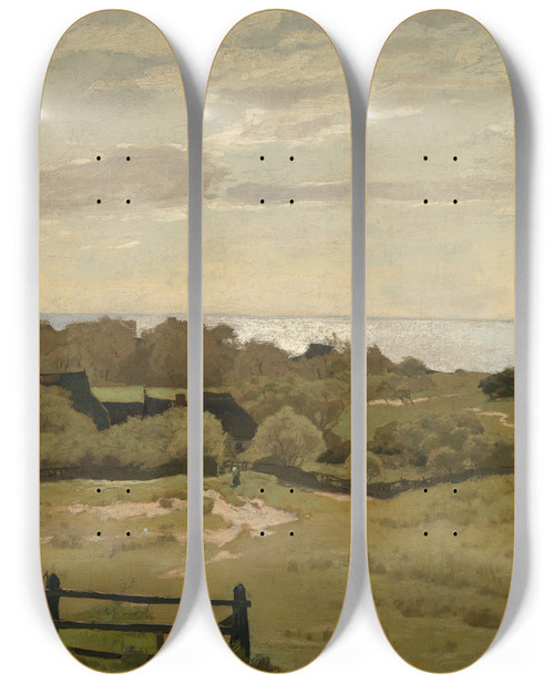 Triptych art skateboard deck of Rudolf Hellwag Friedhof In Ahrenshoop by Rudolf Hellwag (1867-1942)