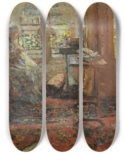 Triptych art skateboard deck of Douard Vuillard La Couseuse Devant La Fentre by douard Vuillard (1868-1940)