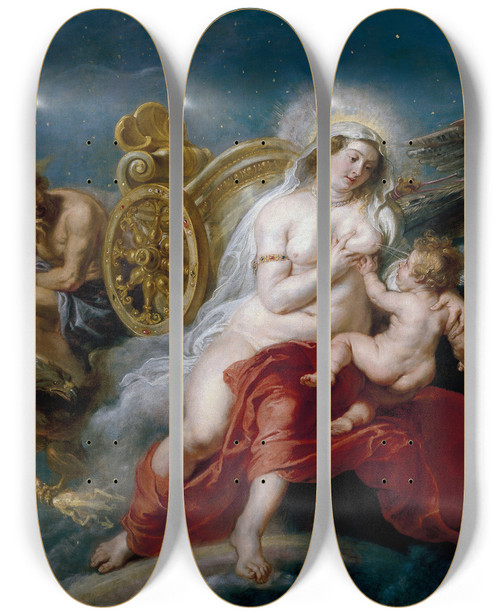 Triptych art skateboard deck of Peter Paul Rubens The Origin Of The Milky Way by Peter Paul Rubens (1577-1640)