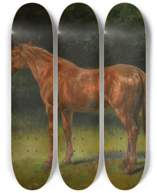 Triptych art skateboard deck of Rosa Bonheur Loseille Rouge by Rosa Bonheur (1822-1899)
