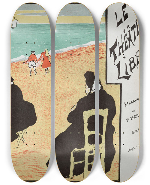 Triptych art skateboard deck of Henrigabriel Ibels Les Fossiles Program From Thtre Libre by Henri-Gabriel Ibels (1867-1936)