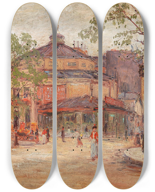 Triptych art skateboard deck of Rudolf Quittner From Paris by Rudolf Quittner (1872-1910)
