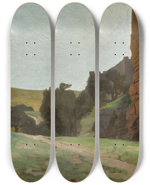 Triptych art skateboard deck of Jeanlon Grme The Walls Of Jerusalem by Jean-Lon Grme (1824-1904)