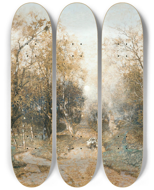 Triptych art skateboard deck of Robert Russ Early Spring Penzinger Au by Robert Russ (1847-1922)