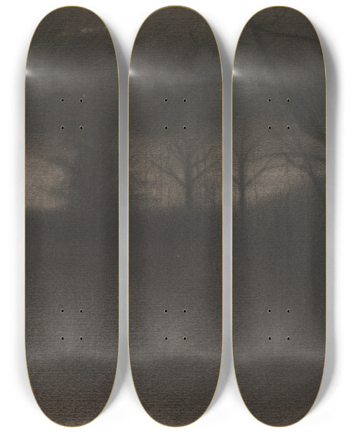 Triptych art skateboard deck of Herbert Crowley A Dark Landscape by Herbert Crowley (1873-1937)