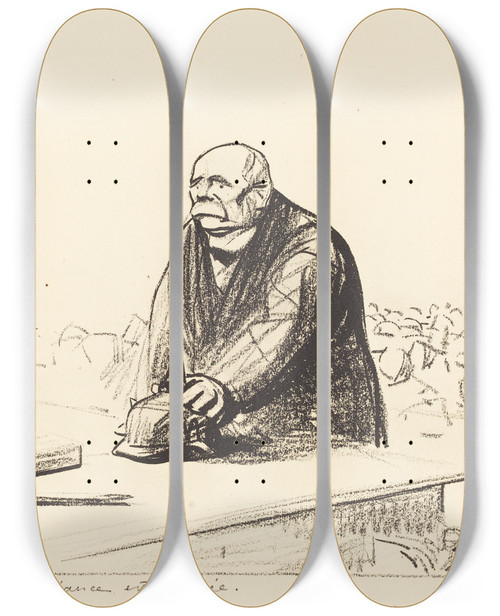 Triptych art skateboard deck of Jeanlouis Forain Versailles 28 Juin by Jean Louis Forain (1852-1931)