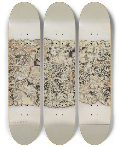 Triptych art skateboard deck of Florence Truelson Silk Lace by Florence Truelson