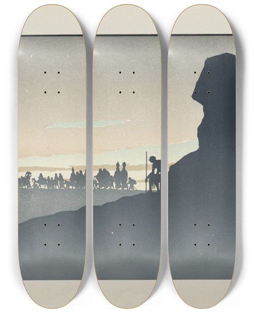 Triptych art skateboard deck of Henri Rivire The Prodigal Son Cinquime Tableau by Henri Riviere (1864-1951)