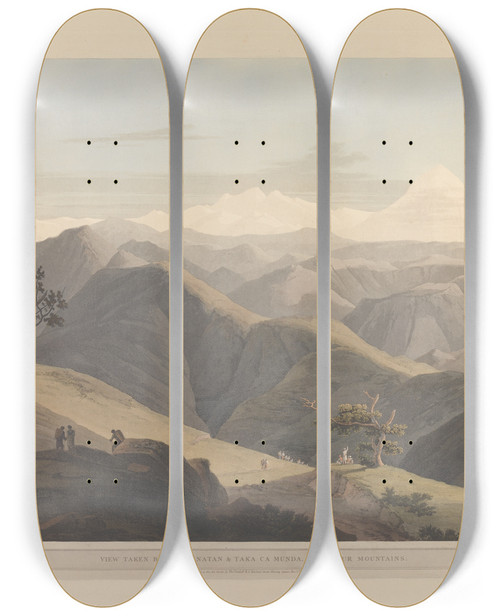 Triptych art skateboard deck of Thomas Daniell Oriental Scenery Pl25 by Thomas Daniell (1749-1840)