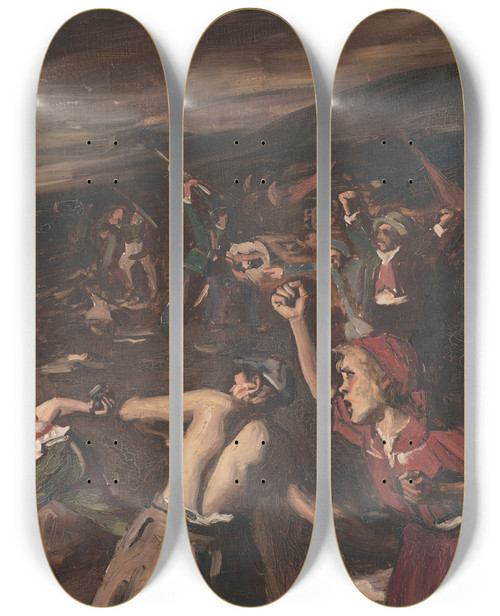 Triptych art skateboard deck of Gejza Kukn Miners Strike by Gejza Kukan